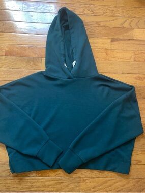 Teal Cropped Pullover Hoodie